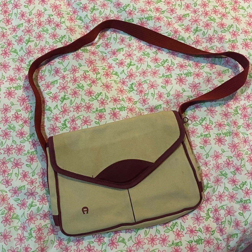 Etienne Aigner Leather and Canvas Handbag
